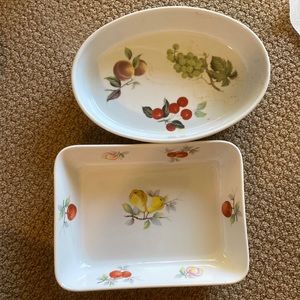 Casserole oval 11” x8 & 10” x8 rectangle fruit pattern